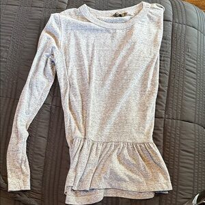 Gray Long Sleeve Peplum Top